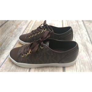 Michael Kors Brown Sneakers with Gold Accents